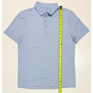 Lululemon Evolution Polo Shirt Mens Light Blue Heathered Short Sleeve Golf Med